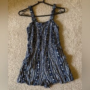 Blue and White Patterned Romper